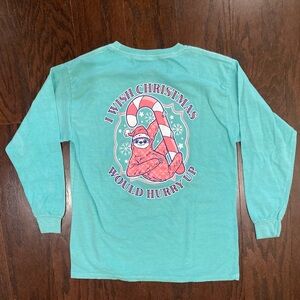 Benny & Belle Girls Youth Large Long Sleeve I Wish Christmas Would HurryUp Sloth